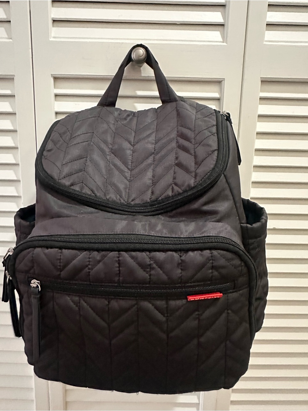 Quilted Black Diaper Bag Backpack
